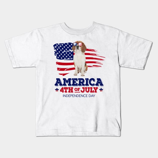 Beagle Flag USA - America 4th Of July Independence Day Kids T-Shirt by bunnierosoff21835